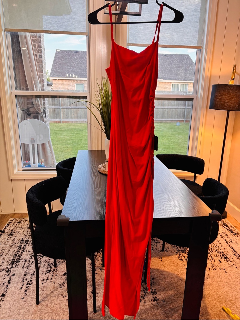 Lulu's Vibrant Red Ruched Slip Dress